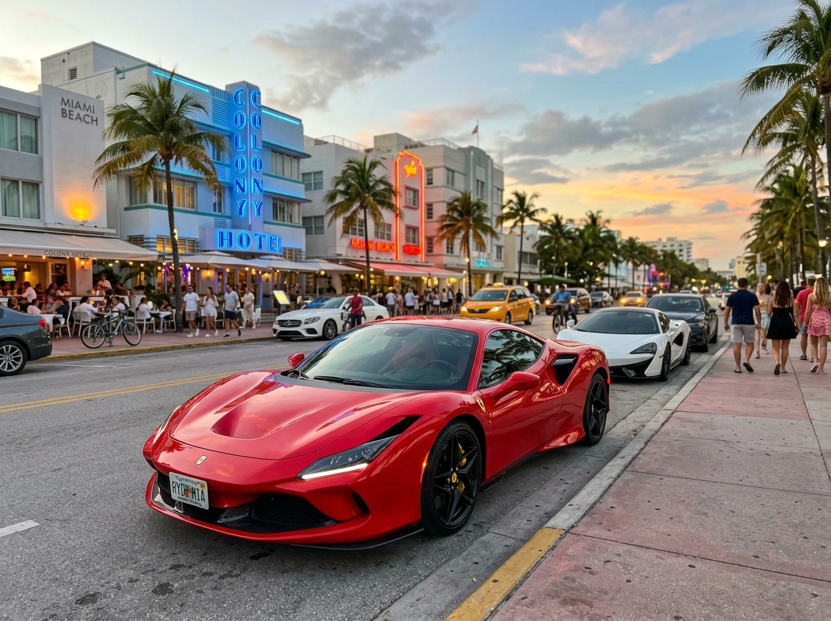 Rent Ferrari F8 Tributo 2024 red in Miami — Ferrari on Ocean Drive South Beach