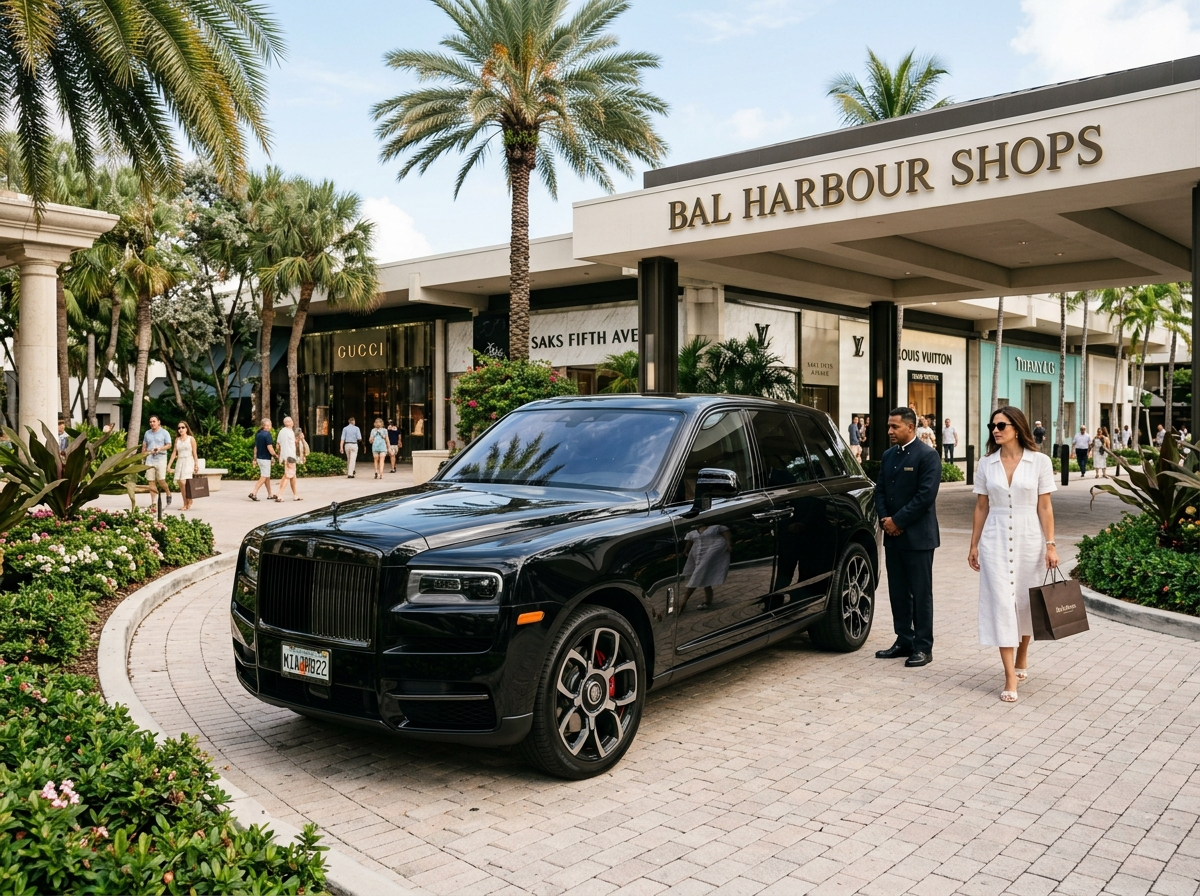 Rent Rolls-Royce Cullinan Black Badge 2022 in Miami — luxury SUV at Bal Harbour Shops