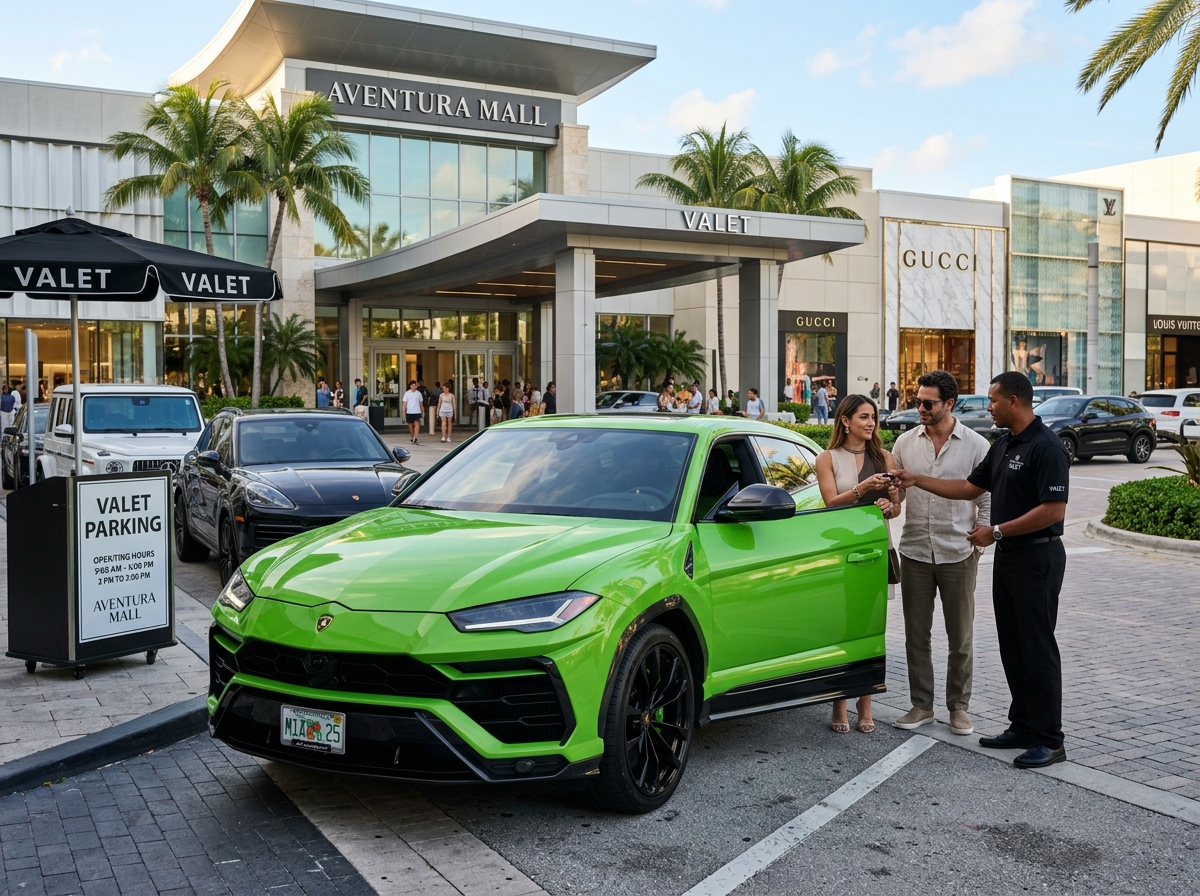 Rent Lamborghini Urus SE 2025 in Miami — Lamborghini SUV at Aventura Mall valet